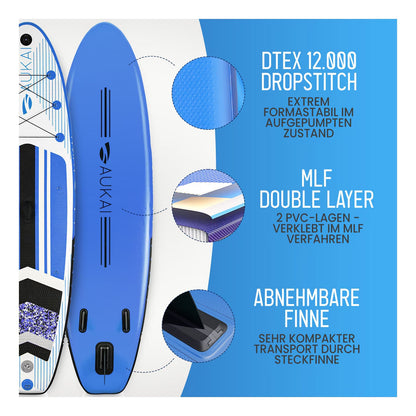 Stand Up Paddle Board "AUKAI Pro" con sedile per kayak grigio