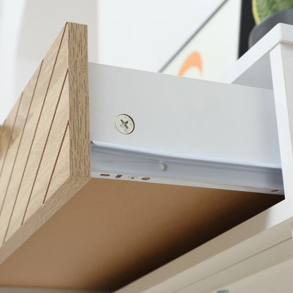HOMCOM Consolle Stretta per Ingresso con 2 Cassetti, Design Moderno con Linee a Rilievo per Corridoio, Salotto e Camera da Letto 100x30x75 cm Bianco e Rovere