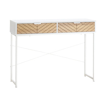 HOMCOM Consolle Stretta per Ingresso con 2 Cassetti, Design Moderno con Linee a Rilievo per Corridoio, Salotto e Camera da Letto 100x30x75 cm Bianco e Rovere