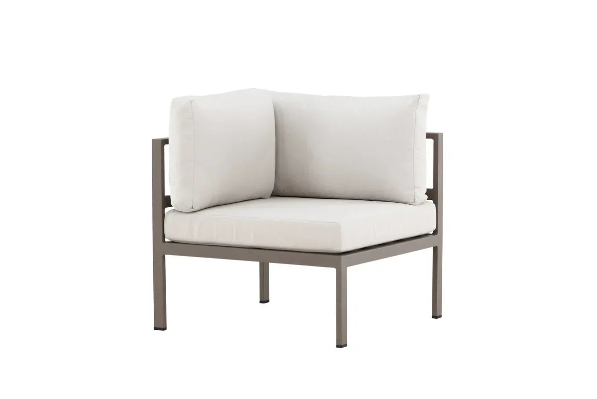 Modulo angolare panca da giardino Nero - In alluminio nero, marrone e beige