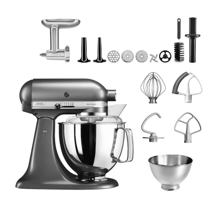 KitchenAid 4,8 L 5KSM175 Robot da cucina Artisan Meatlover con tritacarne interamente in metallo e accessorio per biscotti spritz
