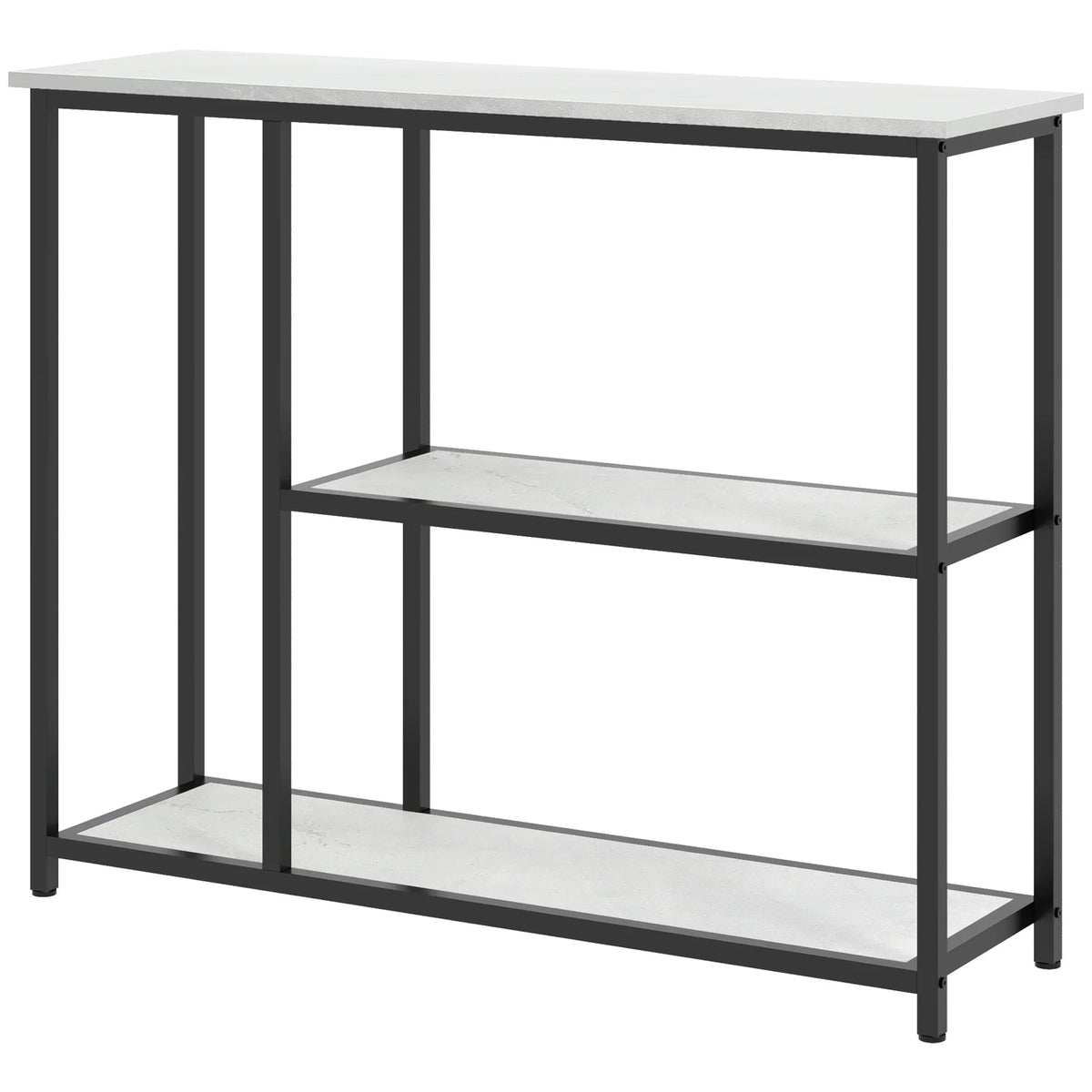 HOMCOM Consolle, Tavolo da Ingresso con 3 Ripiani, 100 x 30 x 80 cm, Tavolino, Piccolo Tavolo Espositivo per Spazi Stretti, Corridoio, Ingresso, Soggiorno, Camera da Letto, Bianco