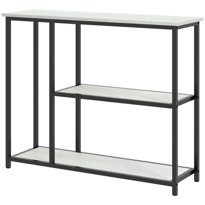 HOMCOM Consolle, Tavolo da Ingresso con 3 Ripiani, 100 x 30 x 80 cm, Tavolino, Piccolo Tavolo Espositivo per Spazi Stretti, Corridoio, Ingresso, Soggiorno, Camera da Letto, Bianco