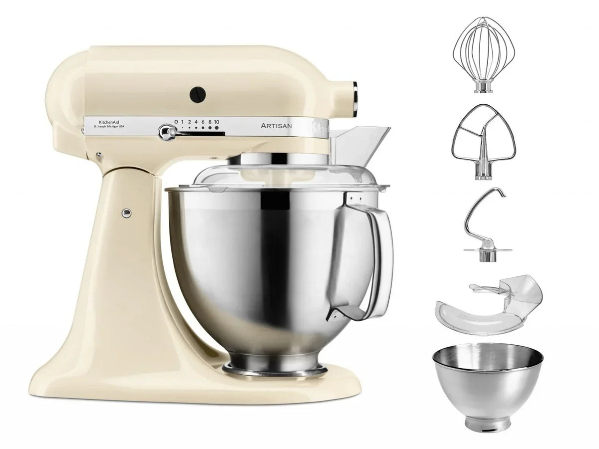 KitchenAid 4,8 L 5KSM185 Artisan Robot da Cucina Cookielover con Tritacarne+Trafila per Biscotti+Frusta a bordo flessibile