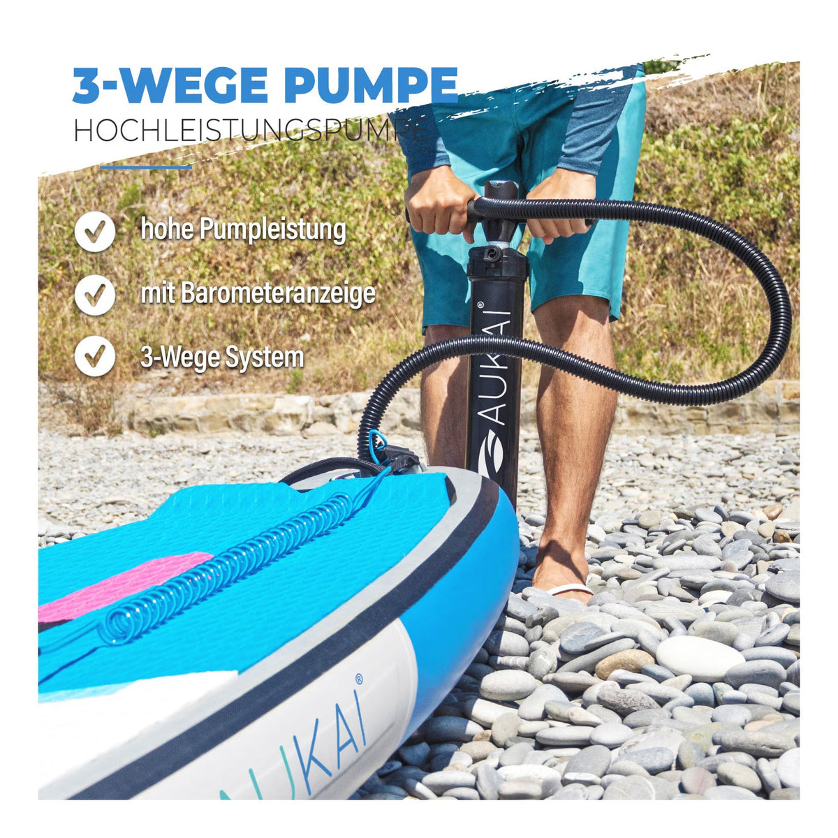 Stand Up Paddle Board "AUKAI Pro" con sedile per kayak grigio