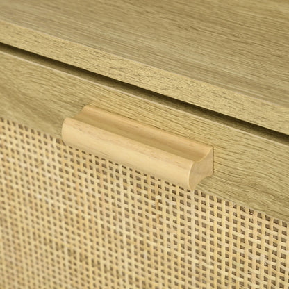 HOMCOM Scarpiera per Ingresso in Stile Bohemien - Scarpiera per 18 Paia di Scarpe con 2 Cassetti a Ribalta e 1 Scaffale Aperto - Scarpiera Sottile per Corridoio 80x24,5x110 cm Quercia