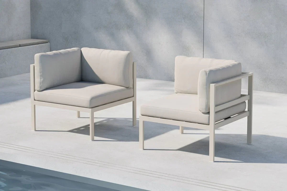 Modulo angolare panca da giardino Nero - In alluminio nero, marrone e beige