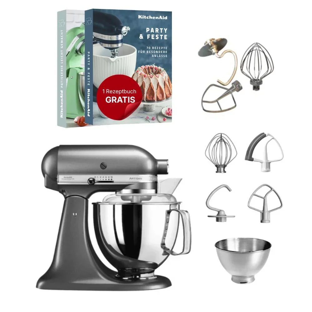 KitchenAid 4,8 L 5KSM175 Artisan Robot da cucina con fruste a filo e a gancio
