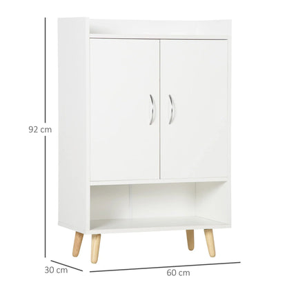 HOMCOM Scarpiera moderna con 2 ante e 4 ripiani per 12 paia di scarpe, ideale per ingresso, soggiorno, camera da letto 60x30x92 cm Bianco