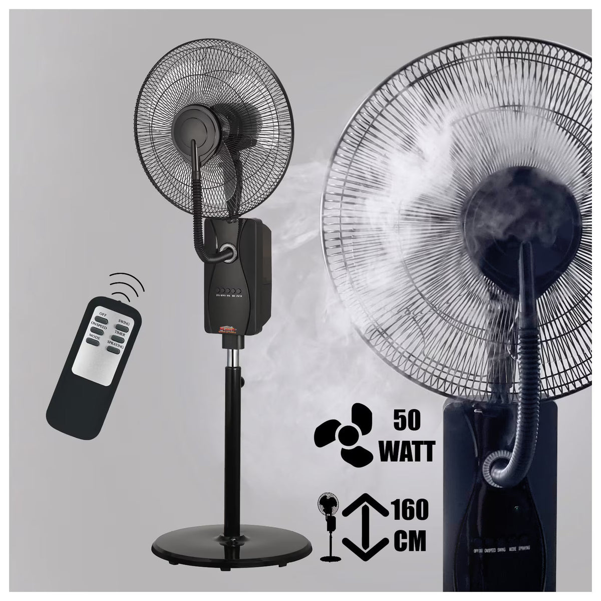 MAUK Ventilatore a piantana 16" con nebulizzatore di raffreddamento 80W