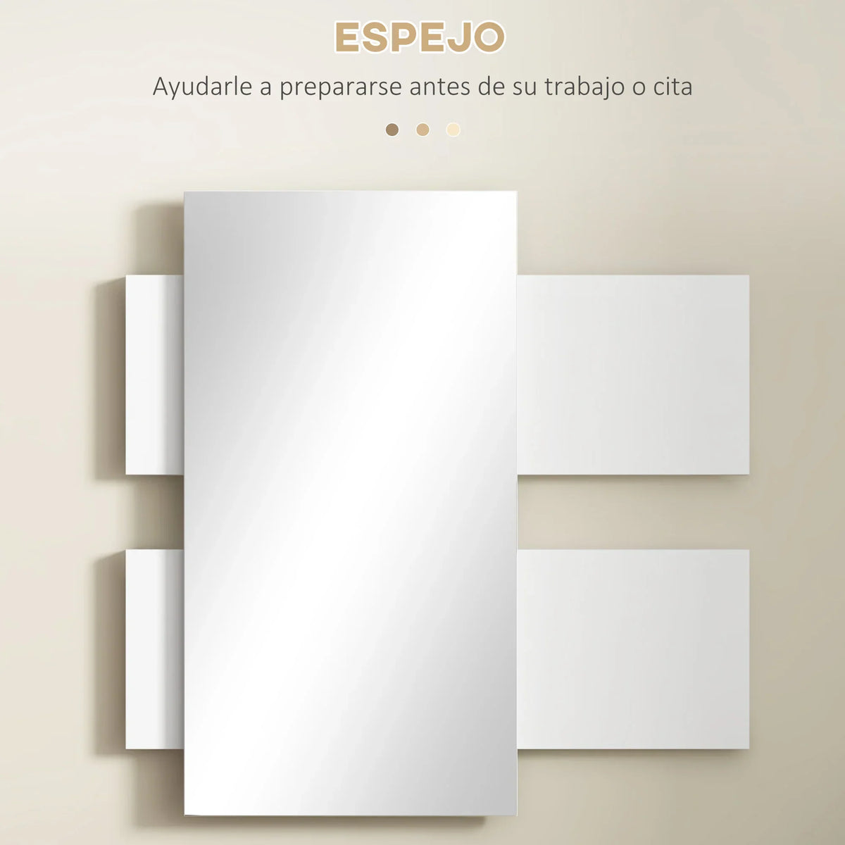 HOMCOM Set da ingresso con specchio e cassetto, montaggio a parete, stile moderno 75x3,5x75 cm e 75x30,5x20 cm Grigio e Bianco