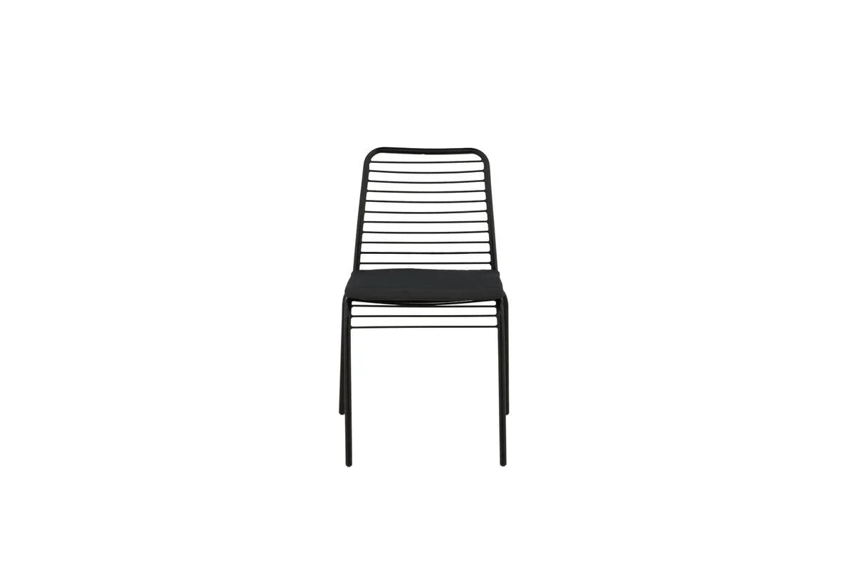 Set da 2 - Sedia da giardino Navi - sedia nera in acciaio con cuscino di seduta incluso