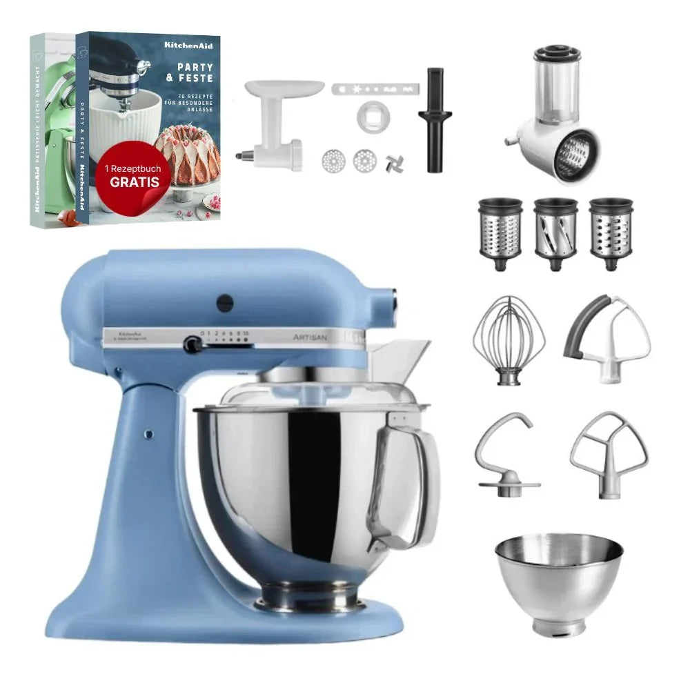 KitchenAid 4,8 L 5KSM175 Robot da cucina Artisan Set completo con tagliaverdure+tritacarne+accessorio per biscotti spritz