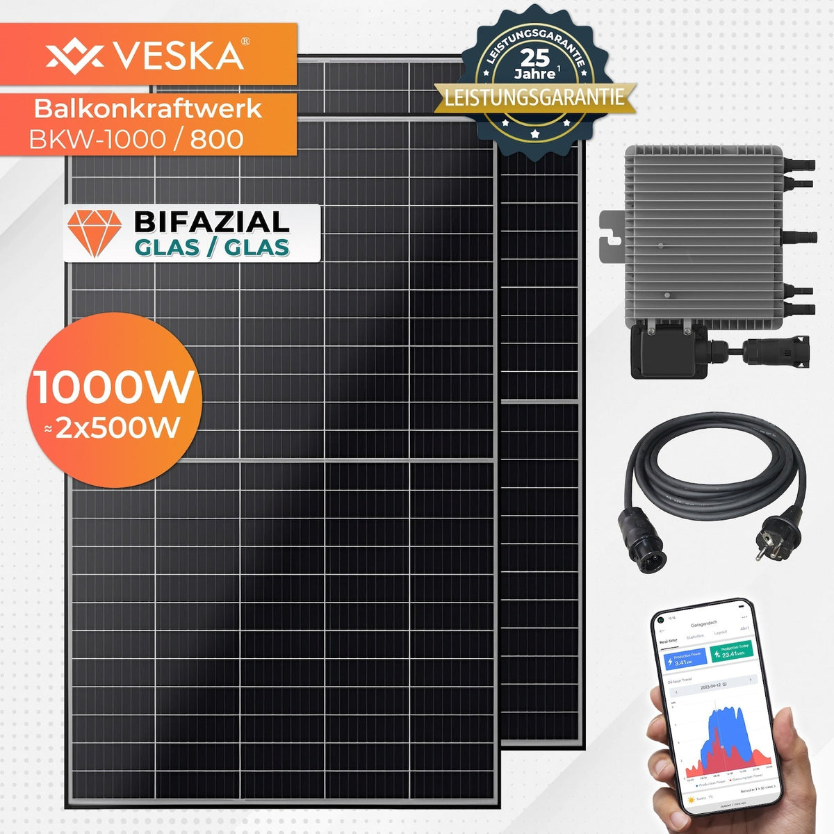 Impianto fotovoltaico da balcone 1000/800W Bifacciale Fotovoltaico Solare WIFI Mini-impianto FV Smart