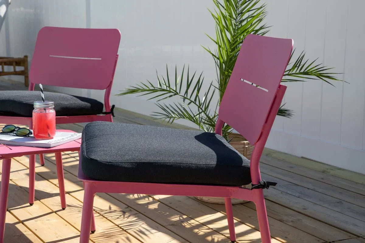 Set di 2 - Sedia da giardino Lia in acciaio rosa