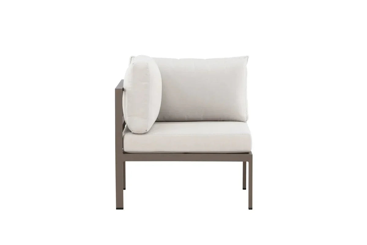 Modulo angolare panca da giardino Nero - In alluminio nero, marrone e beige