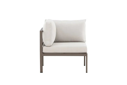 Modulo angolare panca da giardino Nero - In alluminio nero, marrone e beige