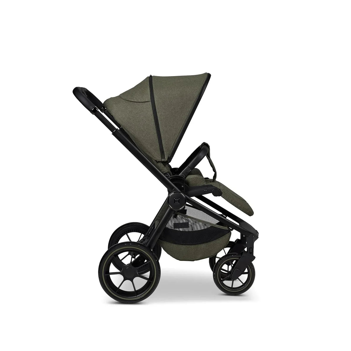 MOON SPORT moss/melange, Passeggino sportivo con funzione reclinabile, fino a 22 kg, protezione UV 50+, pieghevole, ampio cestino, Collezione 2025