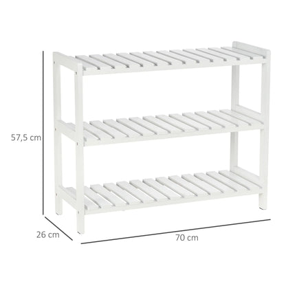 HOMCOM Holz Schuhregal 3-stufig für bis zu 9 Paar Schuhe im Eingangsbereich 70x26x57.5 cm Weiß