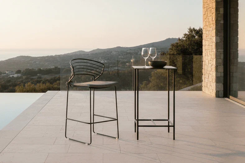Set da 4 - Sedia da giardino Como in metallo nero
