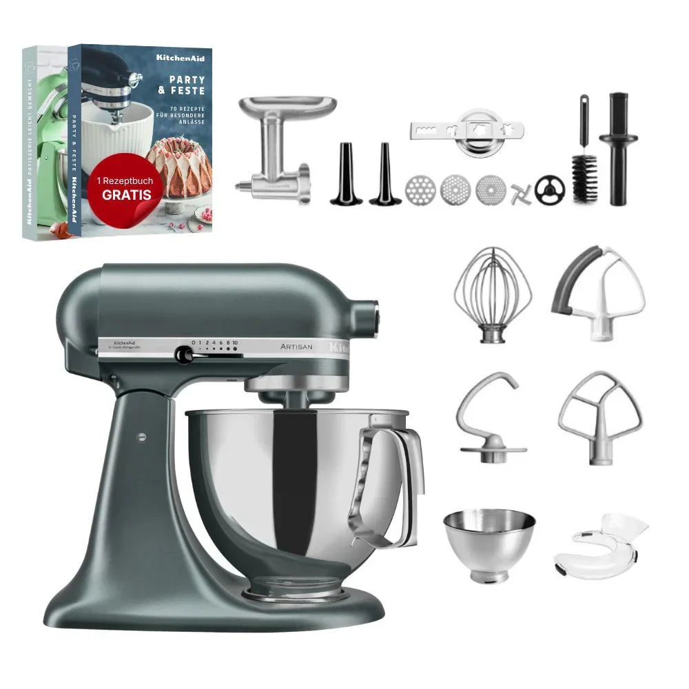 KitchenAid 4,8 L 5KSM175 Robot da cucina Artisan Meatlover con tritacarne interamente in metallo e accessorio per biscotti spritz