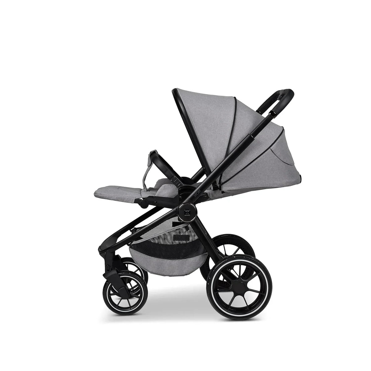MOON SPORT stone/melange, Passeggino sportivo con funzione reclinabile, fino a 22kg, protezione UV 50+, pieghevole, ampio cestino, Collezione 2025