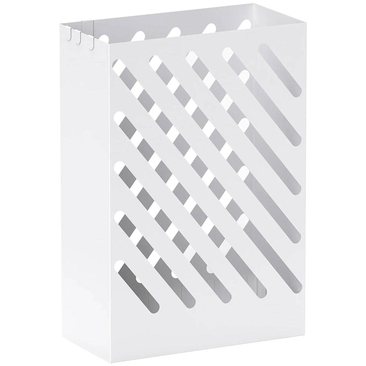 HOMCOM Portaombrelli con 4 Ganci e Vaschetta Raccogligocce Removibile - Portaombrelli per Bastoni da Passeggio e Ombrelli, Acciaio 28 x 14 x 41 cm Bianco