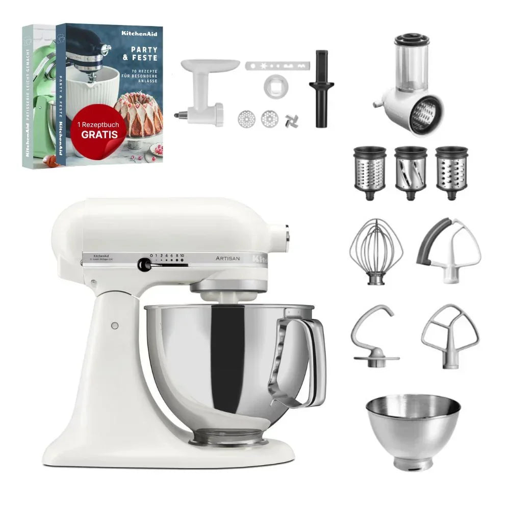 KitchenAid 4,8 L 5KSM175 Robot da cucina Artisan Set completo con tagliaverdure+tritacarne+accessorio per biscotti spritz