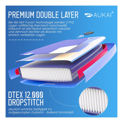 Stand Up Paddle Board "AUKAI Pro" con sedile per kayak grigio