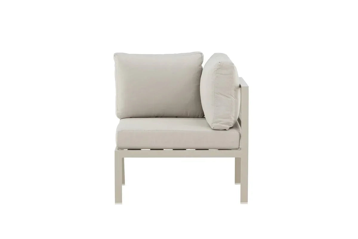Modulo angolare panca da giardino Nero - In alluminio nero, marrone e beige