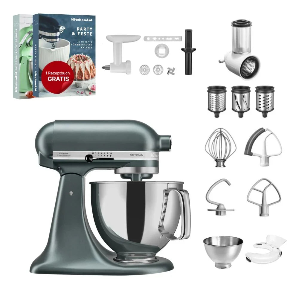 KitchenAid 4,8 L 5KSM175 Robot da cucina Artisan Set completo con tagliaverdure+tritacarne+accessorio per biscotti spritz