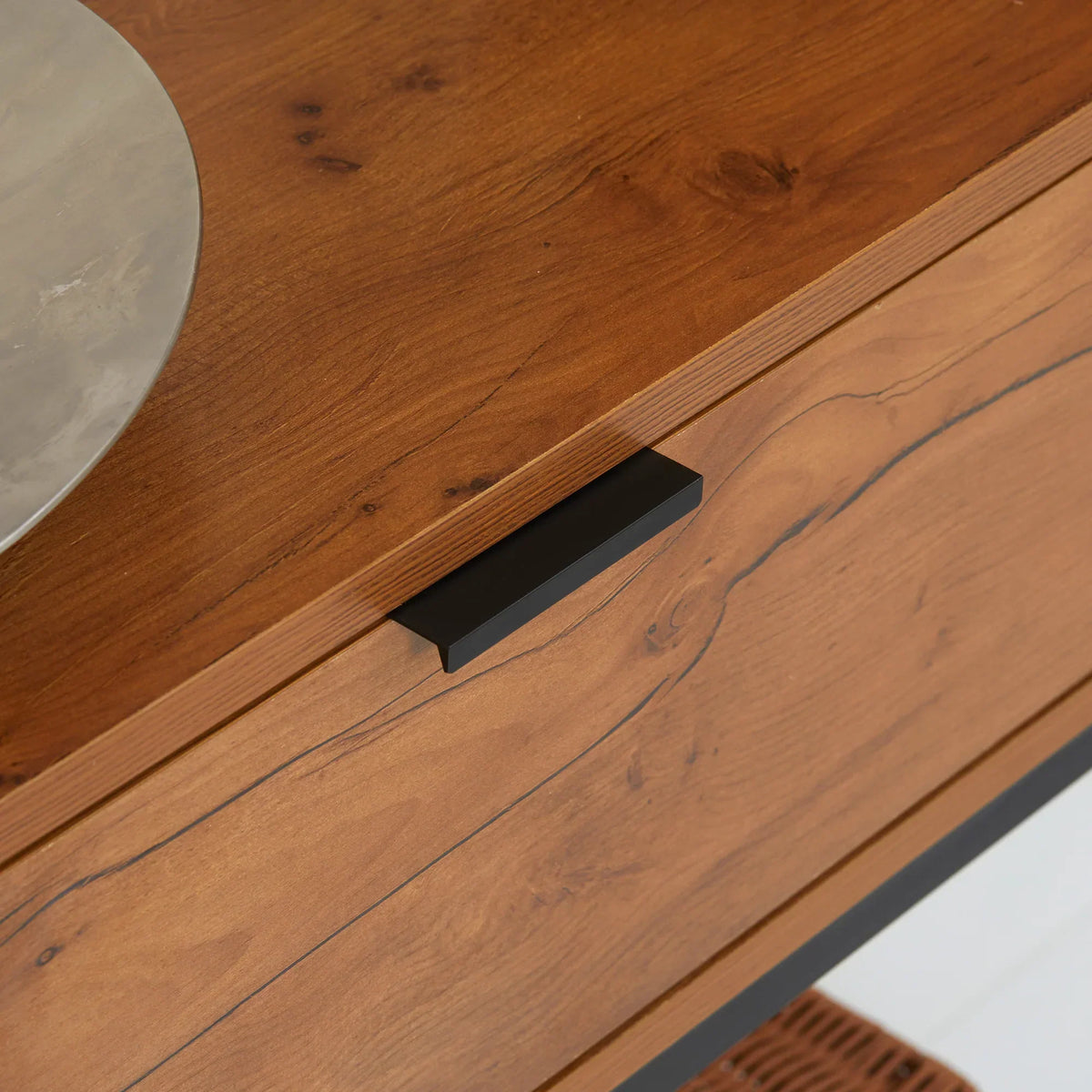 HOMCOM Consolle con Contenitore, Tavolino da Divano con Design Industriale, Tavolino Laterale per Corridoio, Soggiorno, Ingresso, Acciaio, Marrone, 80 x 30 x 76 cm