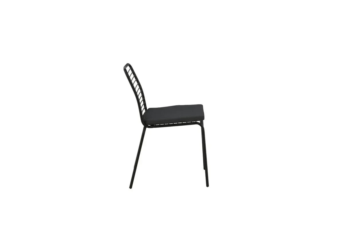 Set da 2 - Sedia da giardino Navi - sedia nera in acciaio con cuscino di seduta incluso