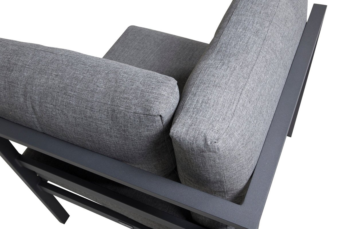 Modulo angolare panca da giardino Nero - In alluminio nero, marrone e beige