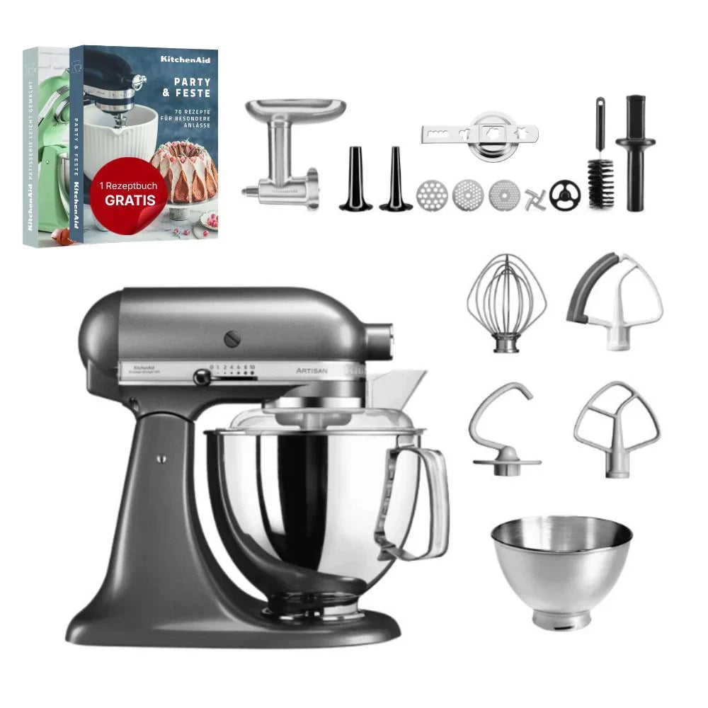KitchenAid 4,8 L 5KSM175 Robot da cucina Artisan Meatlover con tritacarne interamente in metallo e accessorio per biscotti spritz