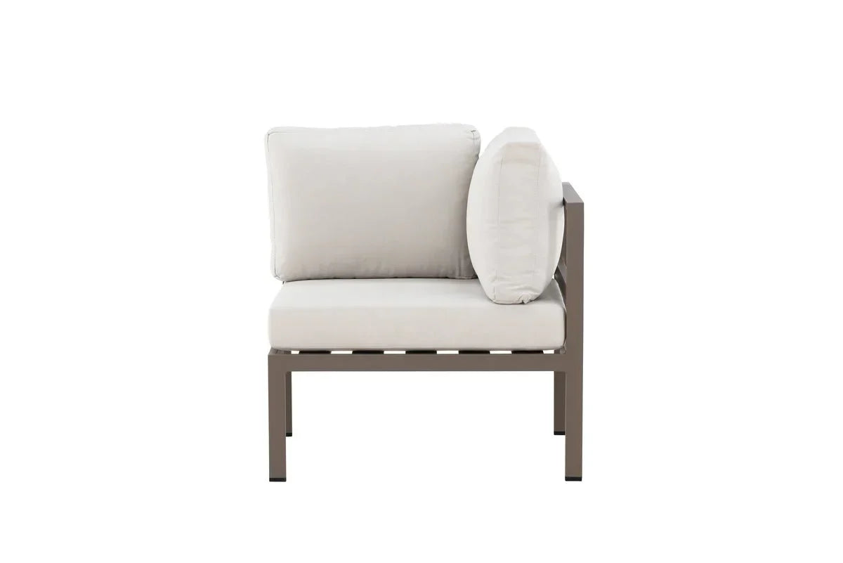 Modulo angolare panca da giardino Nero - In alluminio nero, marrone e beige