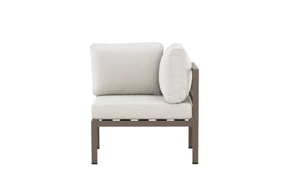 Modulo angolare panca da giardino Nero - In alluminio nero, marrone e beige