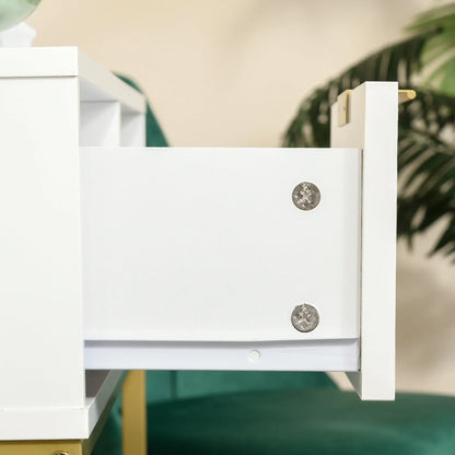 HOMCOM Flur Konsole Tisch Moderner Stil mit Schublade und Offenem Regal 80x30x80 cm Weiß und Gold