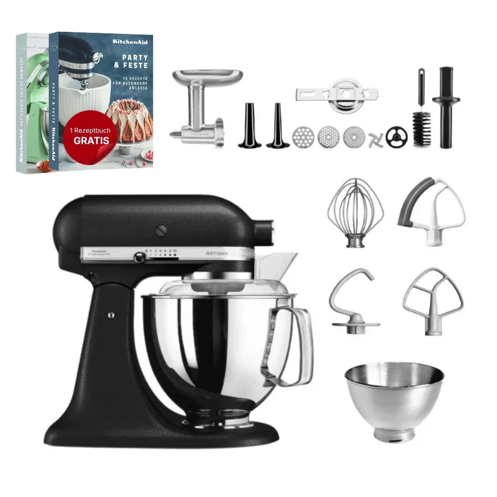 KitchenAid 4,8 L 5KSM175 Robot da cucina Artisan Meatlover con tritacarne interamente in metallo e accessorio per biscotti spritz