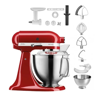 KitchenAid 4,8 L 5KSM185 Artisan Robot da Cucina Cookielover con Tritacarne+Trafila per Biscotti+Frusta a bordo flessibile