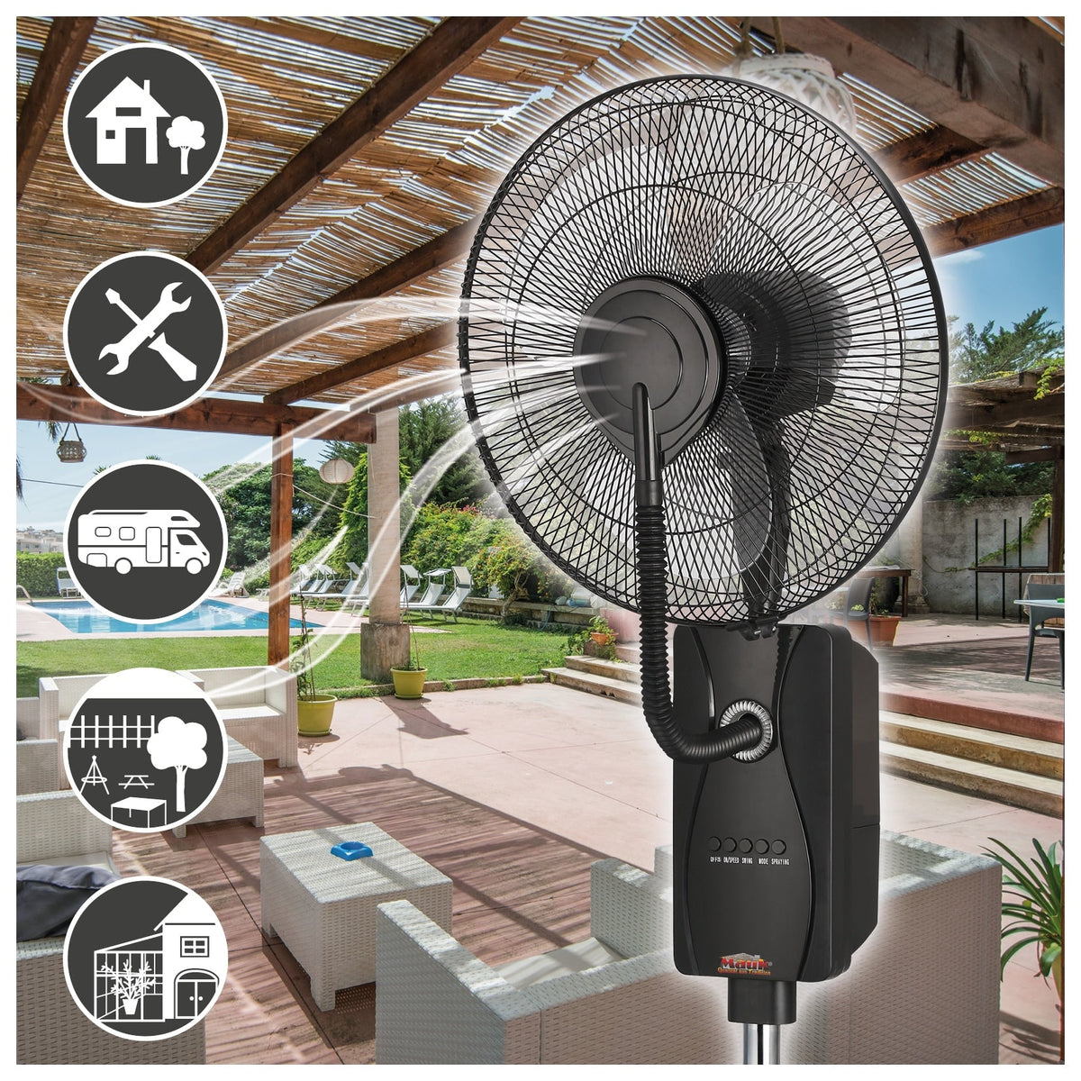 MAUK Ventilatore a piantana 16" con nebulizzatore di raffreddamento 80W
