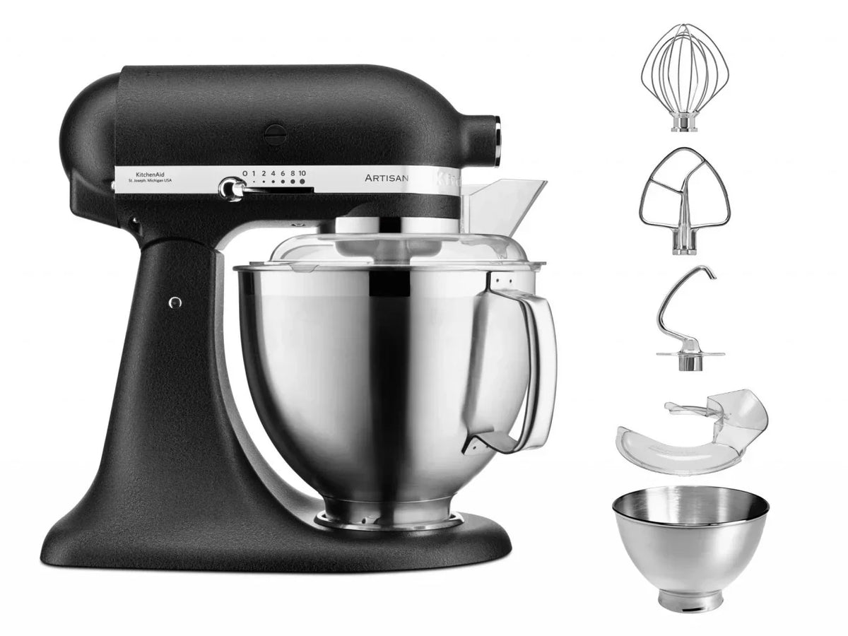 KitchenAid 4,8 L 5KSM185 Artisan Robot da Cucina Cookielover con Tritacarne+Trafila per Biscotti+Frusta a bordo flessibile