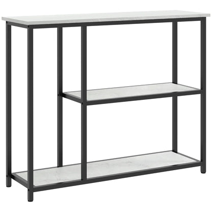 HOMCOM Consolle, Tavolo da Ingresso con 3 Ripiani, 100 x 30 x 80 cm, Tavolino, Piccolo Tavolo Espositivo per Spazi Stretti, Corridoio, Ingresso, Soggiorno, Camera da Letto, Bianco
