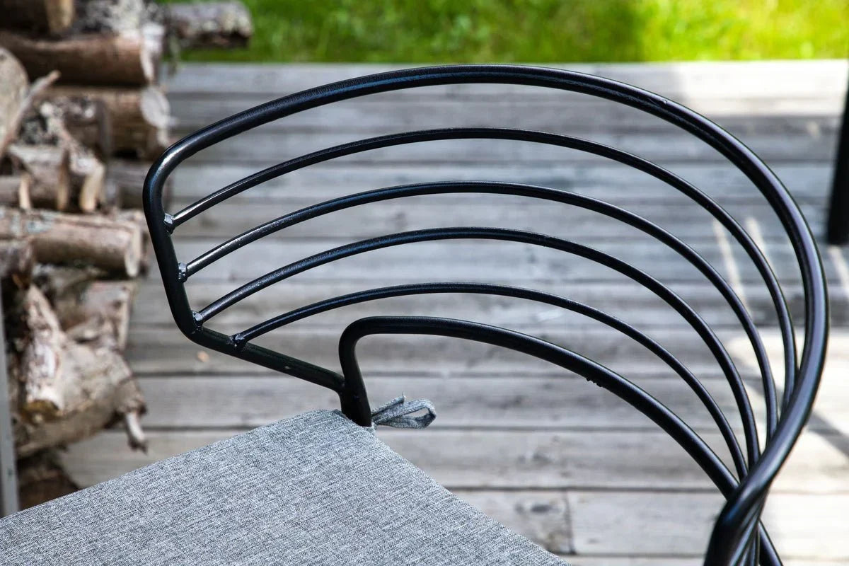 Set da 4 - Sedia da giardino Como in metallo nero